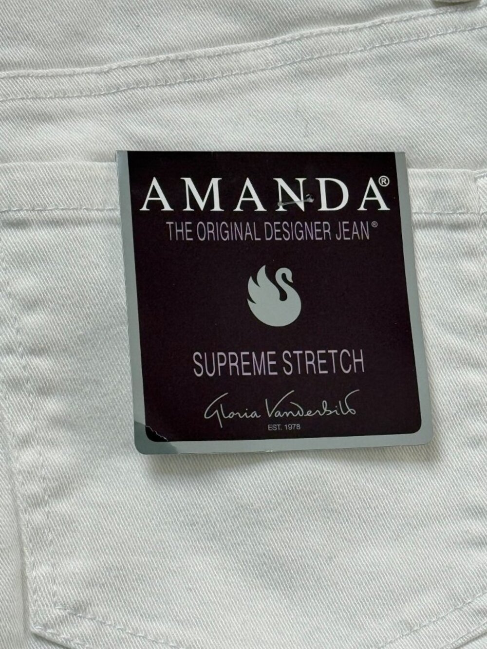 Womens White Jean Tapered Classic Rise White Supreme Stretch Jeans 14 Amanda Jea - Picture 12 of 14